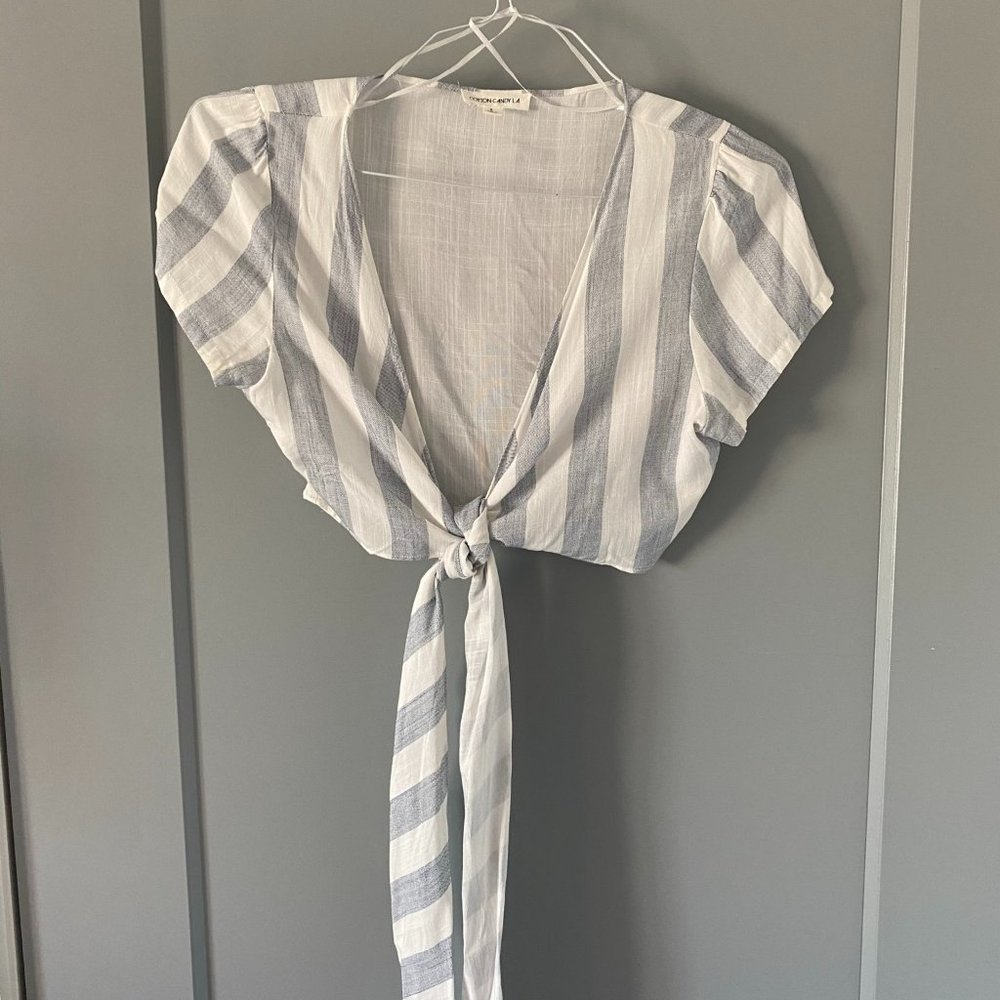 Stripped Wrap-Around Crop Top